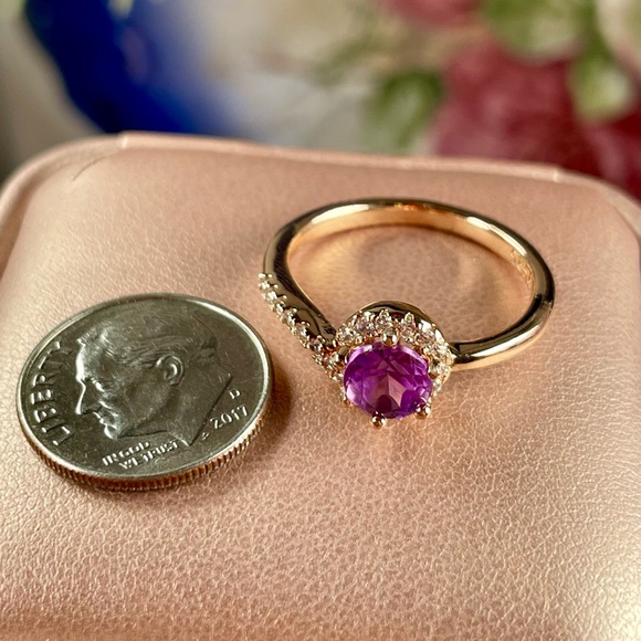 1.2ct Lav/Pink Sapphire 14K Rose Rolled Gold Ring - Picture 8 of 8